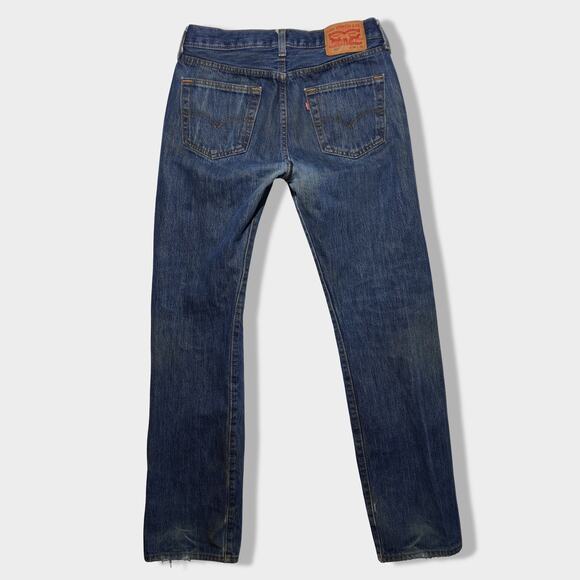 Levi’s Distressed 501 Button Fly Blue Jeans 30x32 100% Cotton - Picture 3 of 16